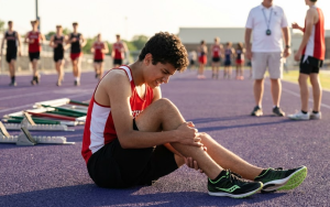     Track athlete receiving foot and ankle physiotherapy